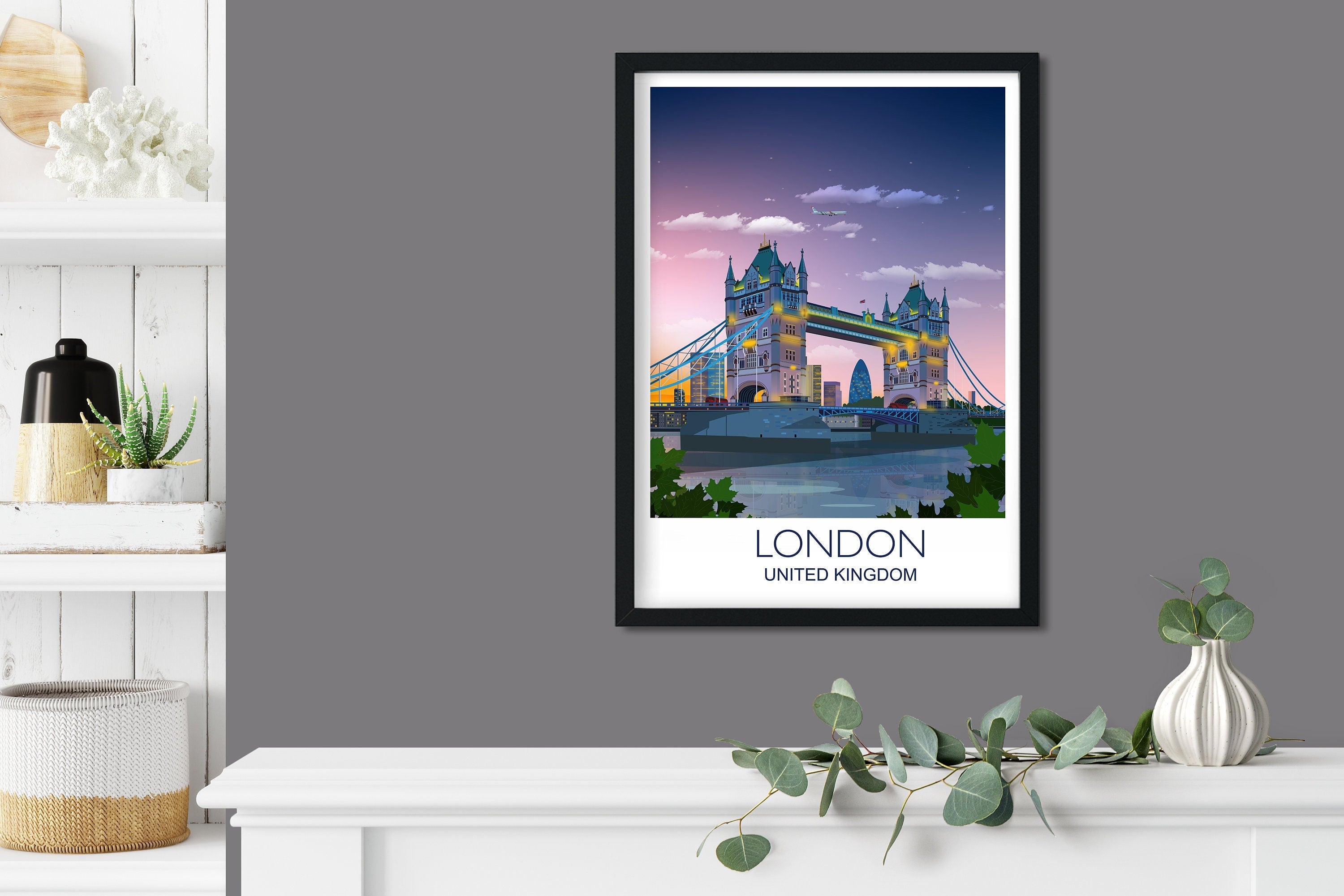 Tower Bridge London Poster , Travel Print of London, City of London, UK,London Cityscape NQ Media Designs