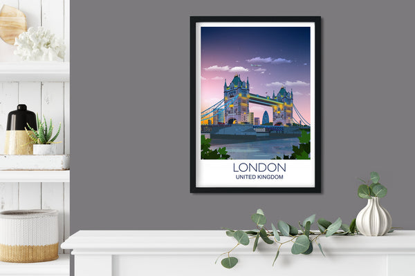 Tower Bridge London Poster , Travel Print of London, City of London, UK,London Cityscape