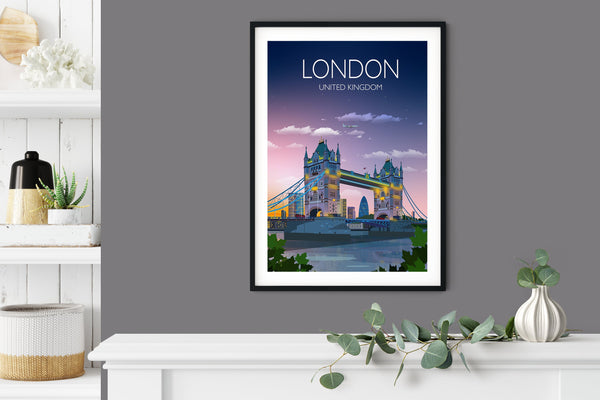 Tower Bridge Travel Print, Tower Bridge Travel Poster, City of London, UK