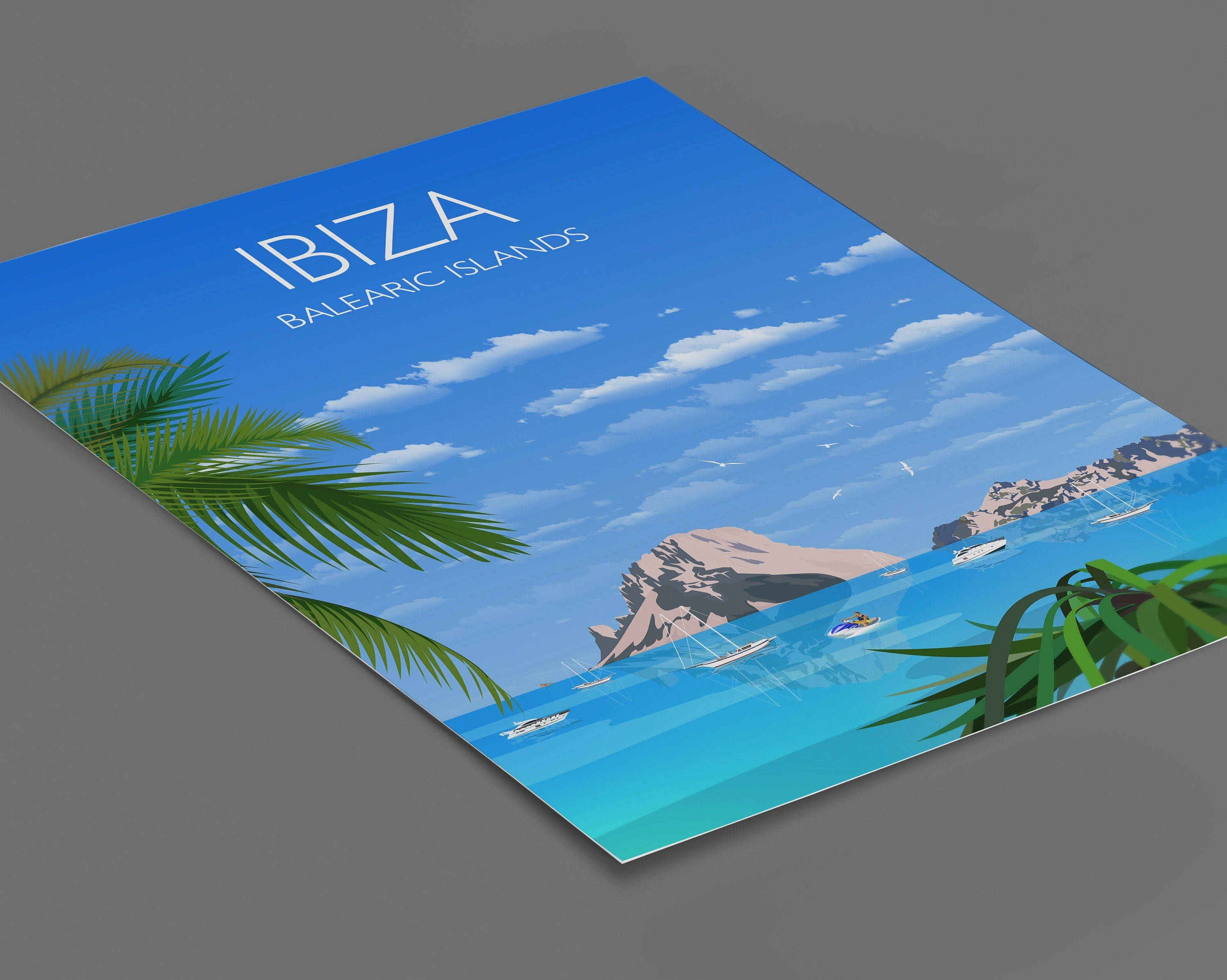 Ibiza Travel Poster, Travel Print of Ibiza, Balearic Islands NQ Media Designs