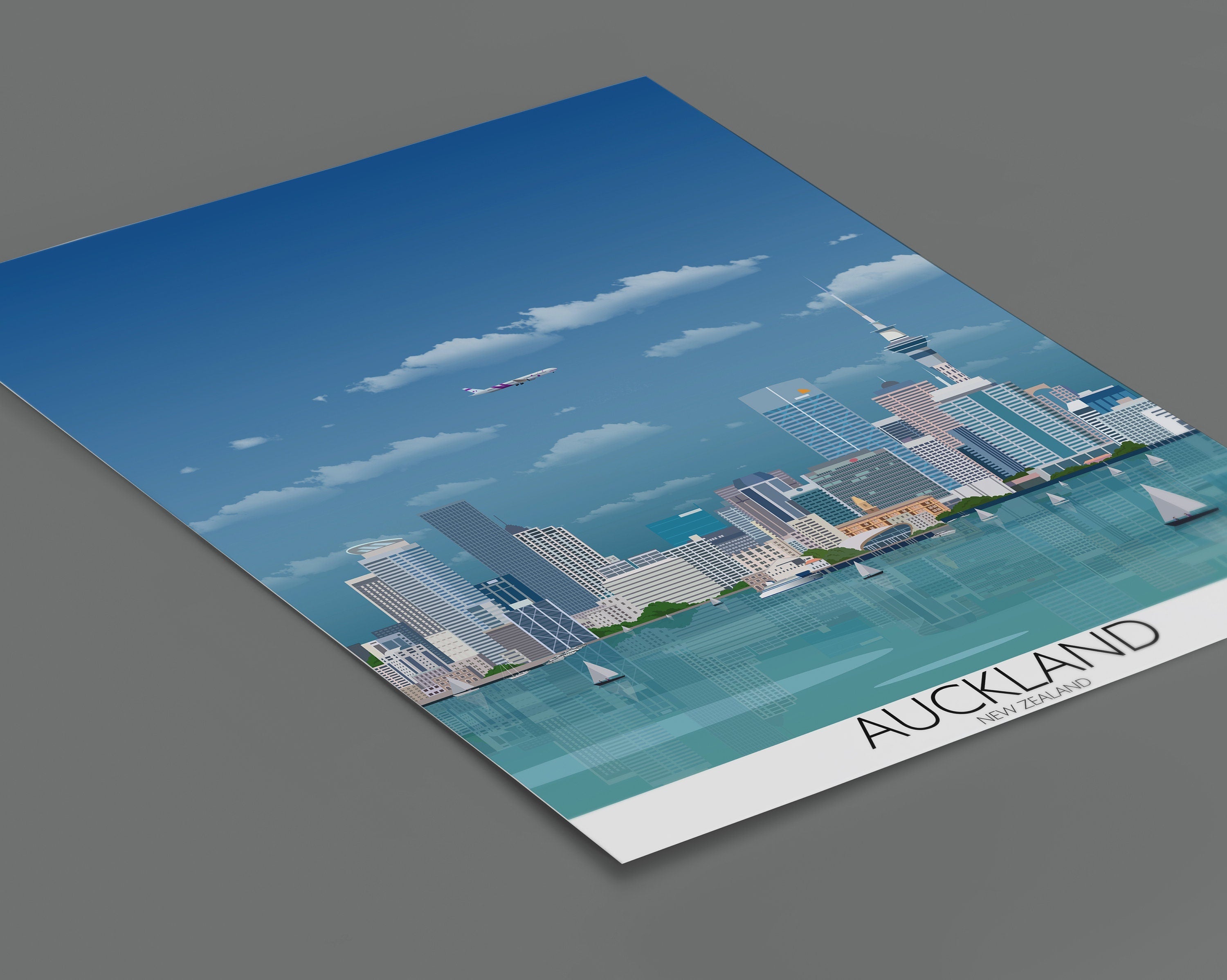 Auckland Travel Poster, Travel Print of Auckland, New Zealand NQ Media Designs