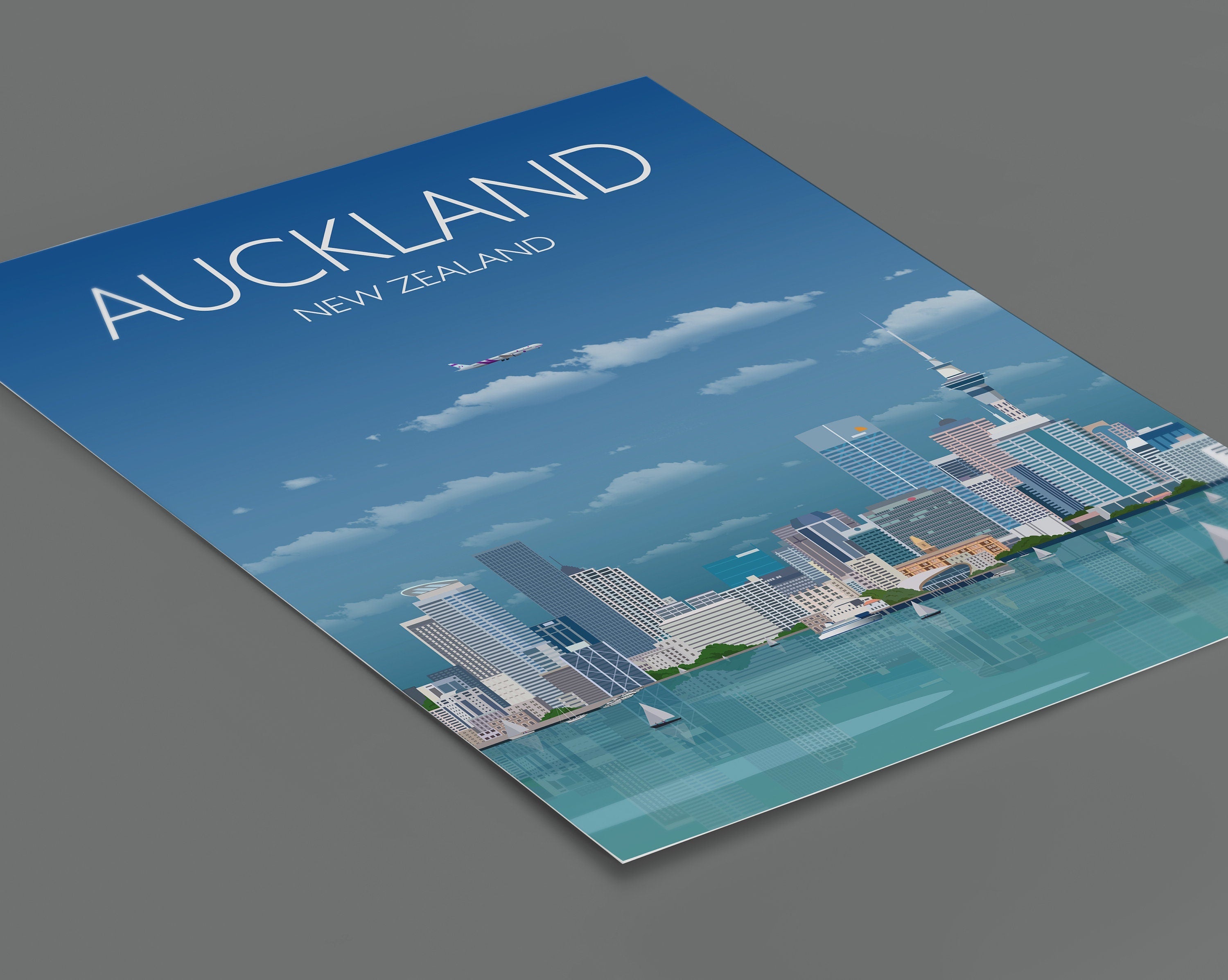 Auckland Travel Poster, Travel Print of Auckland, New Zealand NQ Media Designs