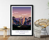 Los Angeles Travel Print, Los Angeles Travel Poster, City of Los Angeles at sunset, California, USA NQ Media Designs