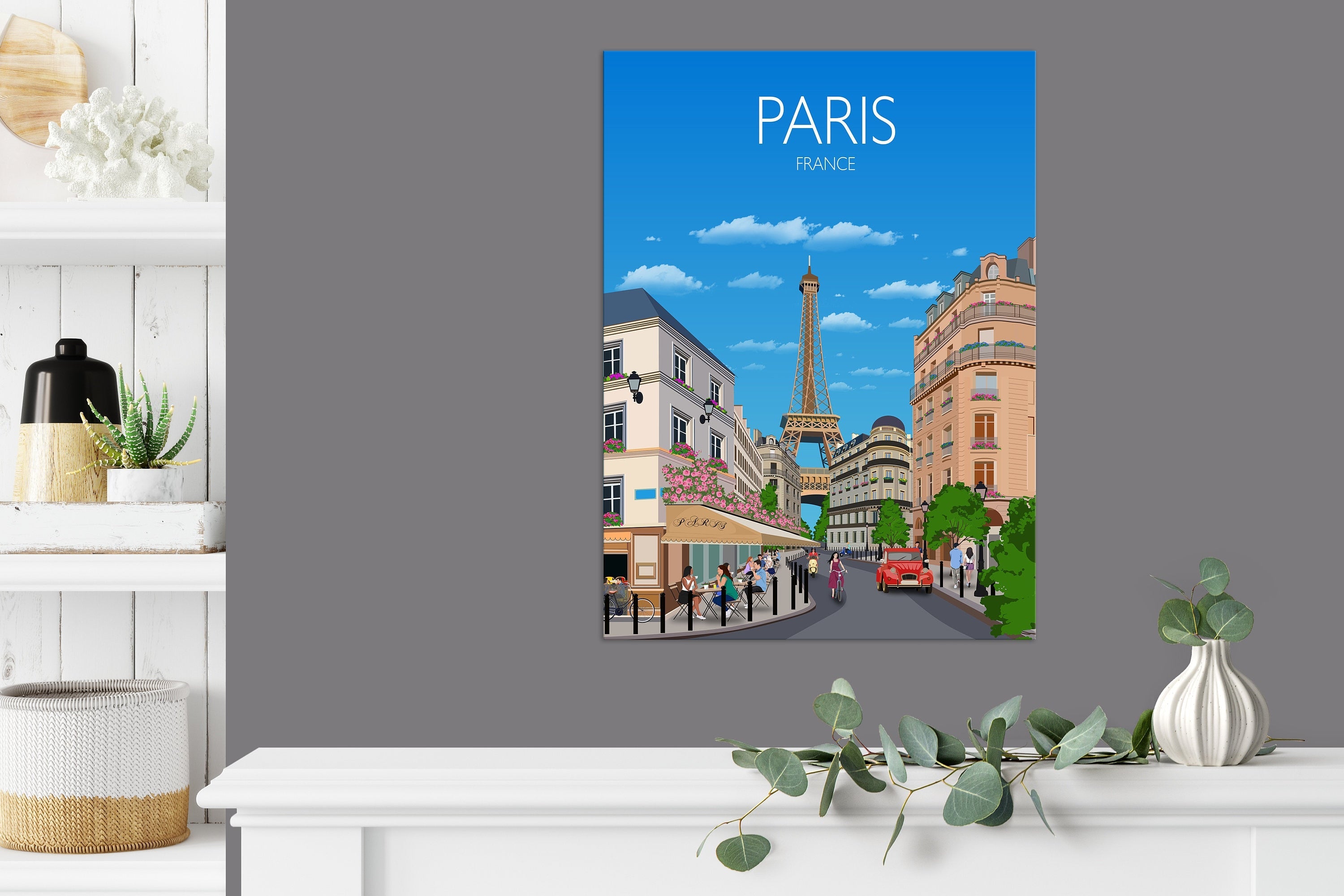 Paris Travel Poster, Travel Print of Paris, City of Paris, France NQ Media Designs