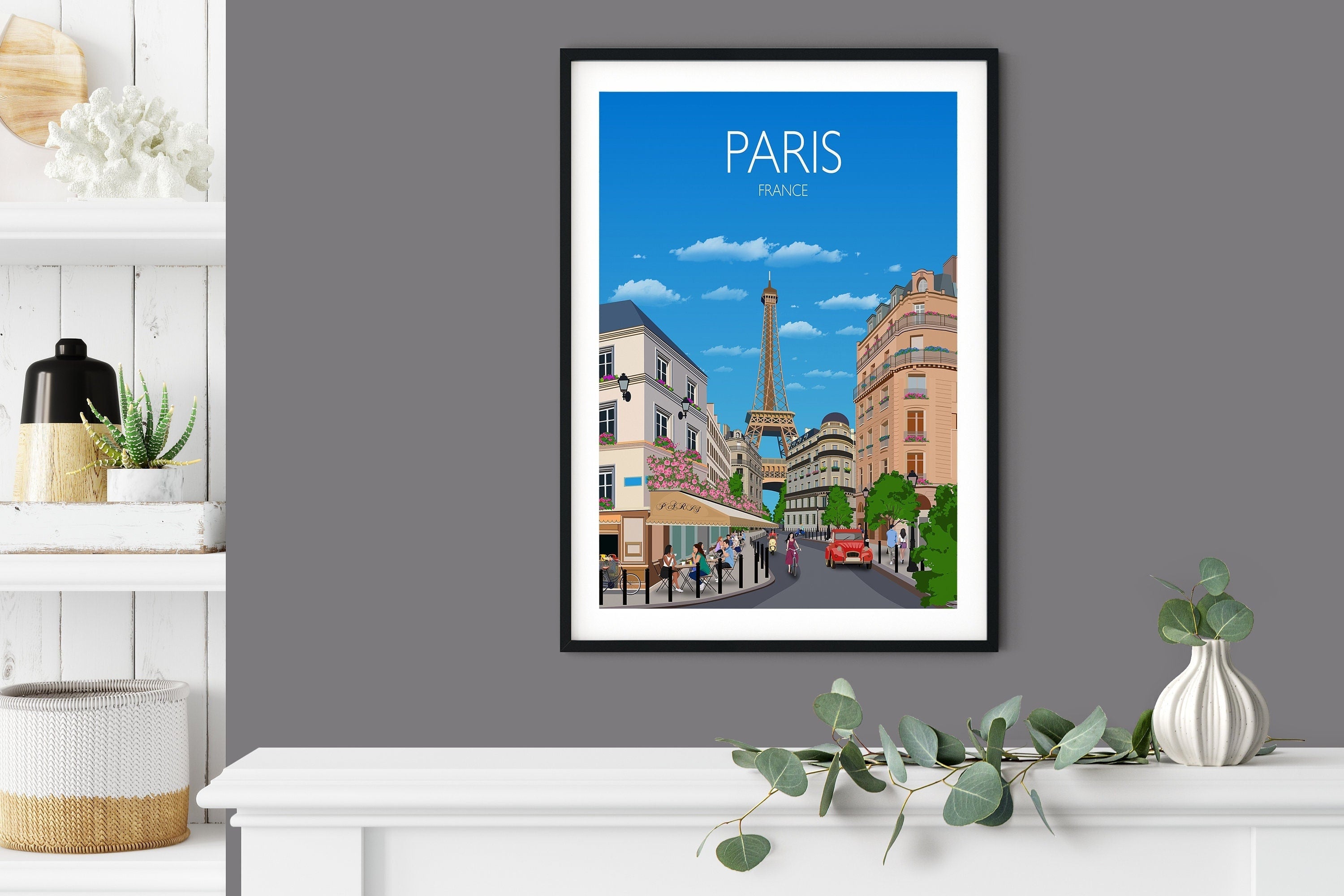 Paris Travel Poster, Travel Print of Paris, City of Paris, France NQ Media Designs