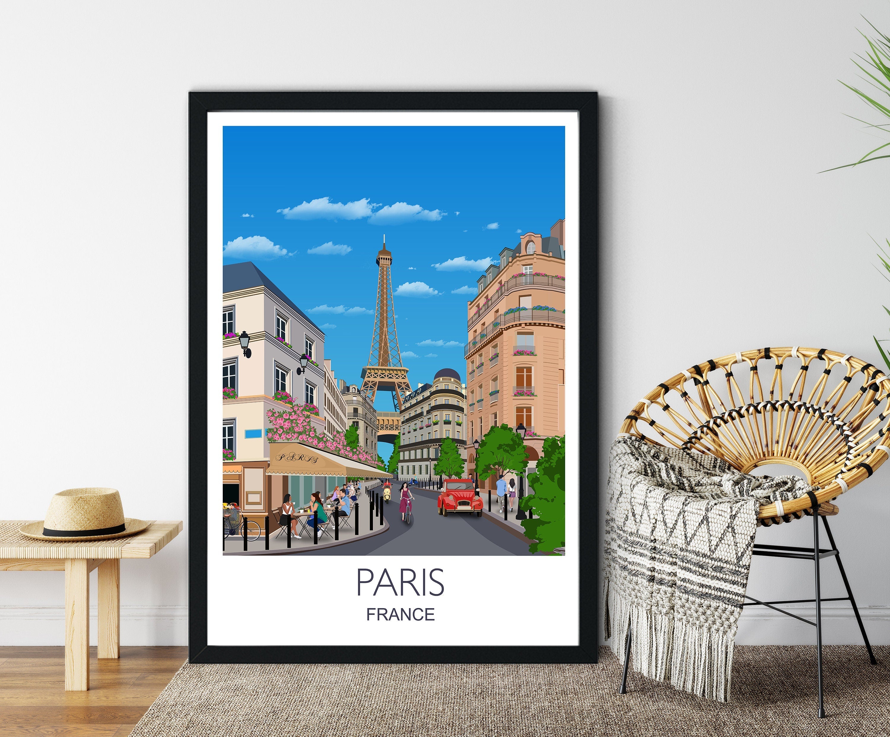 Paris Travel Print, Travel Print of Paris, City of Paris, France NQ Media Designs