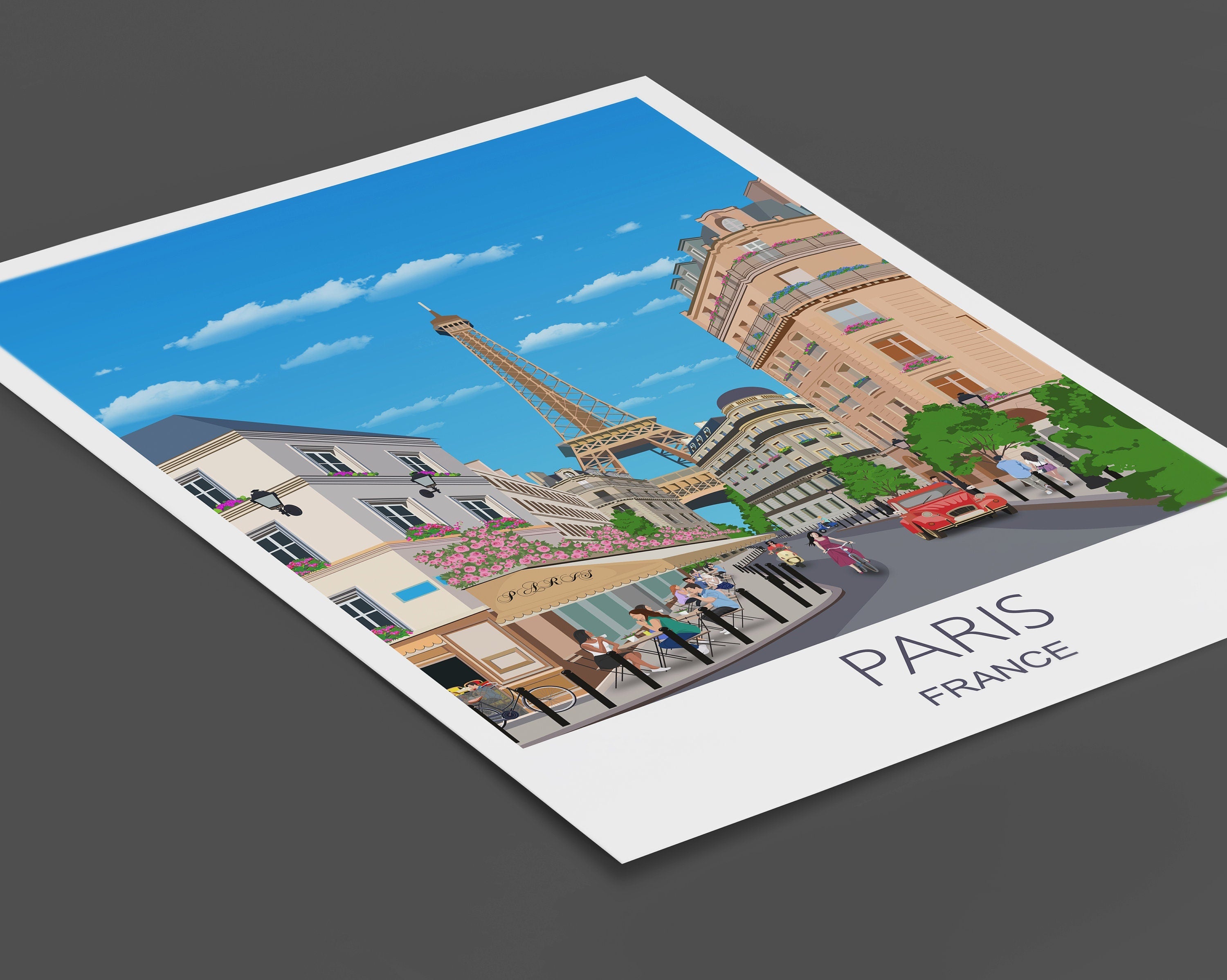 Paris Travel Print, Travel Print of Paris, City of Paris, France NQ Media Designs