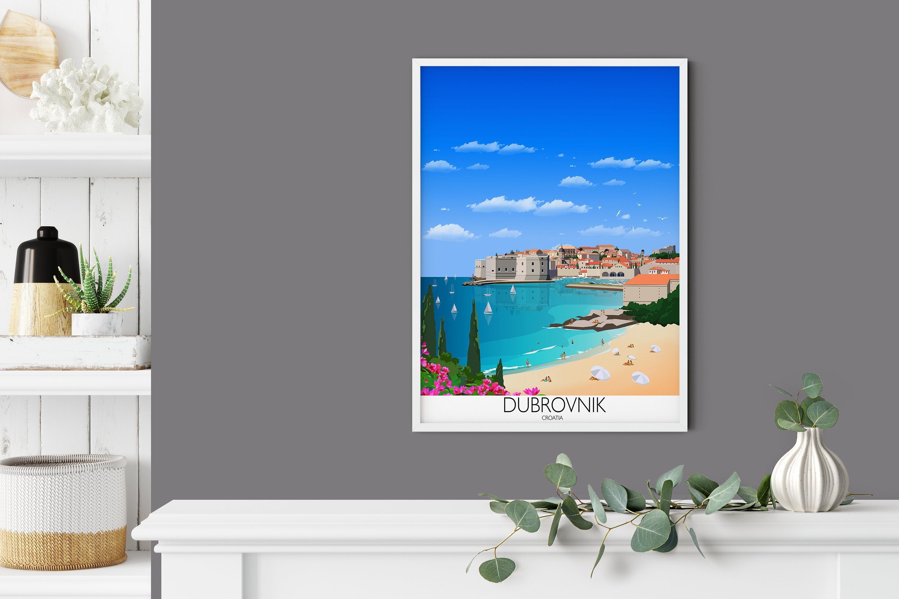 Dubrovnik Travel Poster, Travel Print of Dubrovnik, Croatia NQ Media Designs