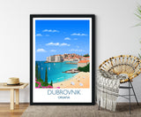 Dubrovnik Travel Print, Travel Poster of Dubrovnik, Croatia NQ Media Designs