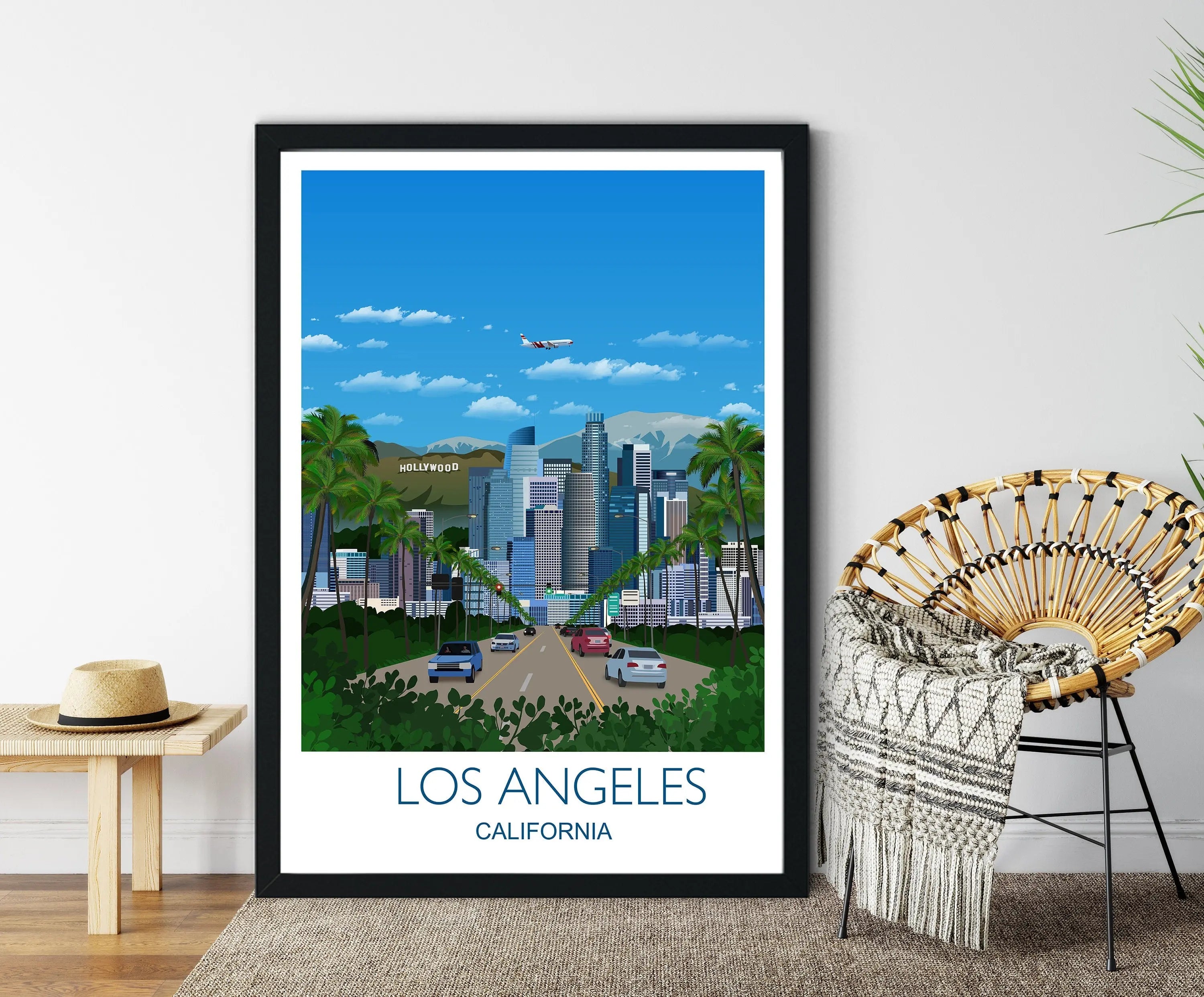 Los Angeles Travel Print, Los Angeles Travel Poster, City of Los Angeles, California, USA NQ Media Designs