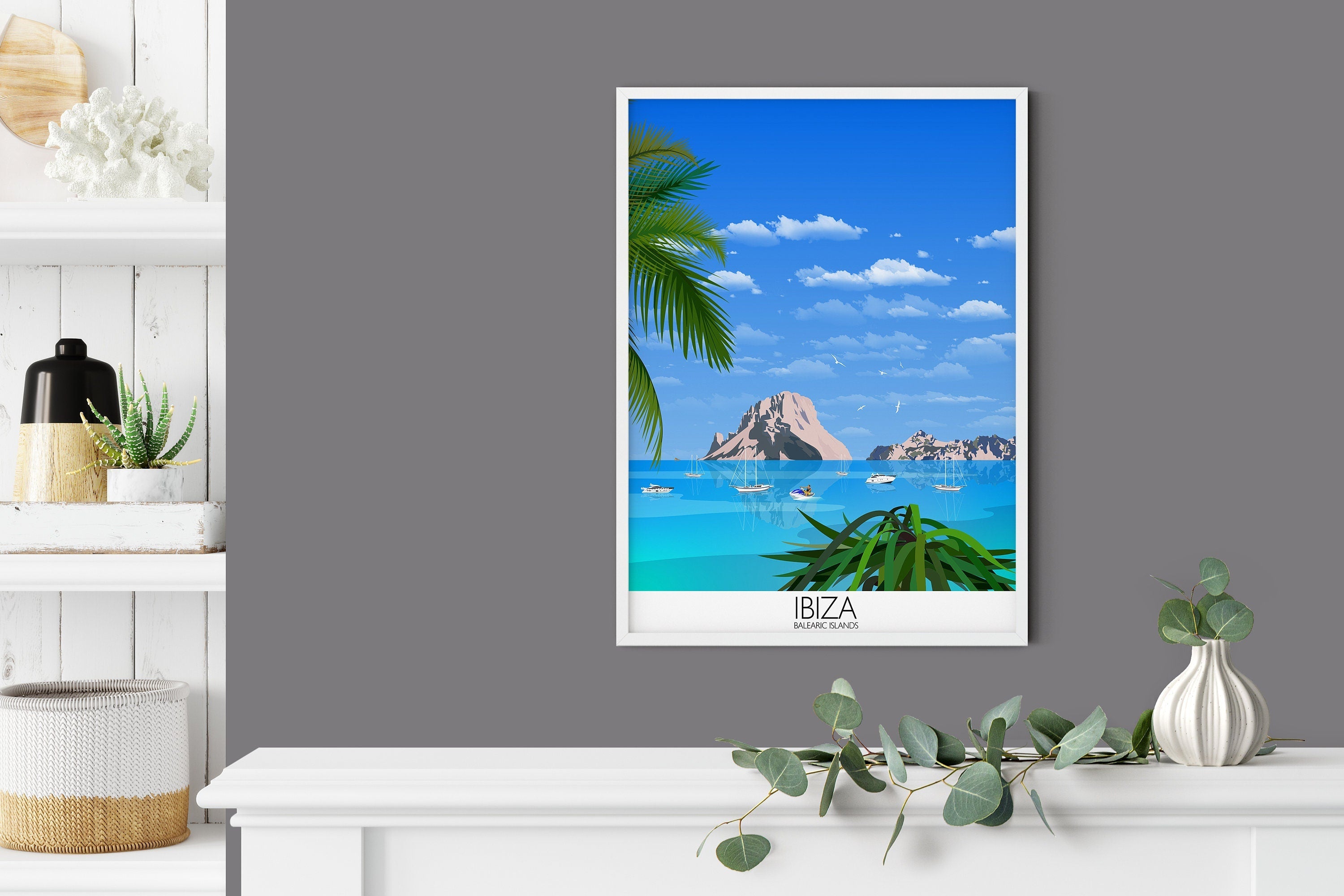 Ibiza Travel Poster, Travel Print of Ibiza, Balearic Islands NQ Media Designs