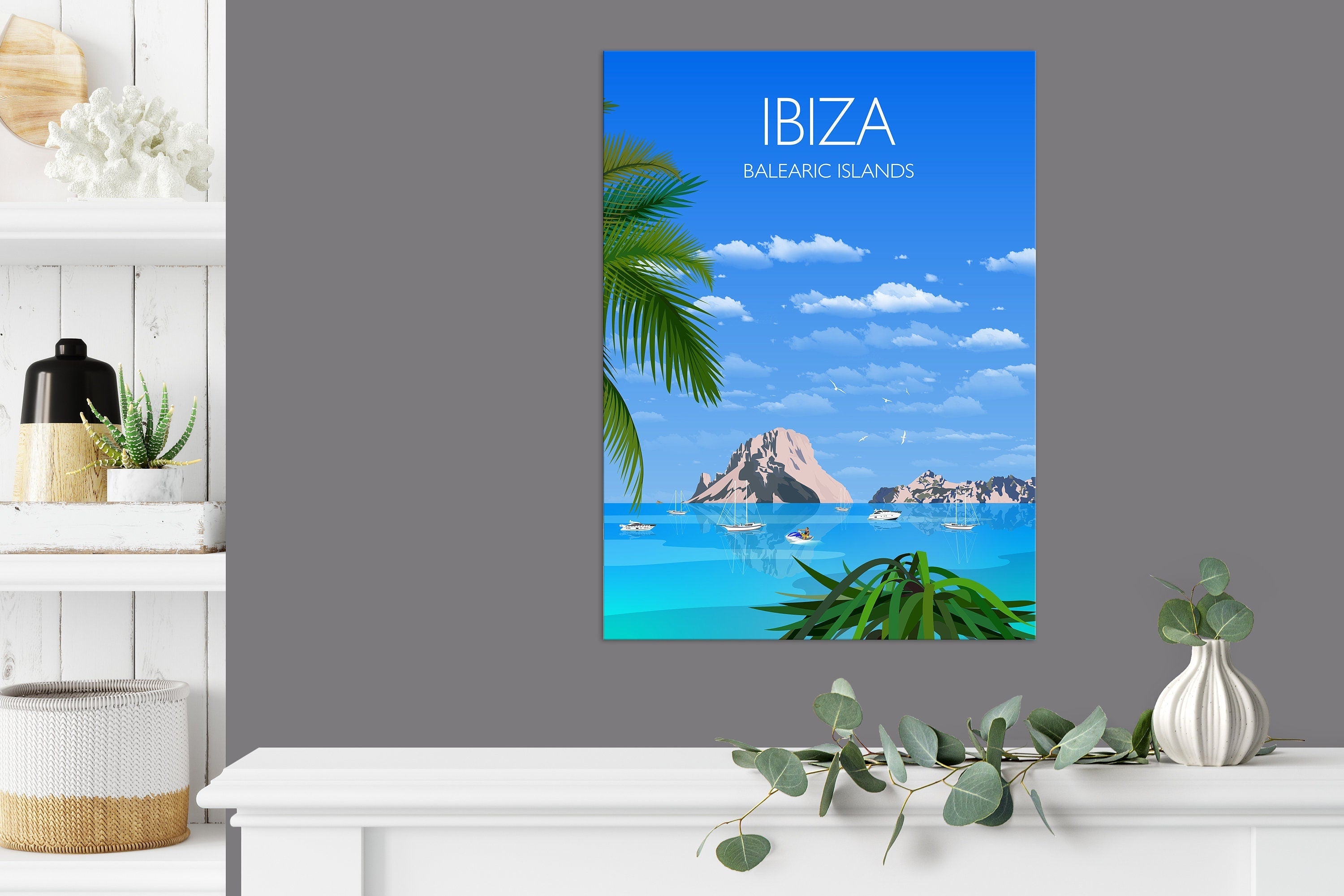 Ibiza Travel Poster, Travel Print of Ibiza, Balearic Islands NQ Media Designs