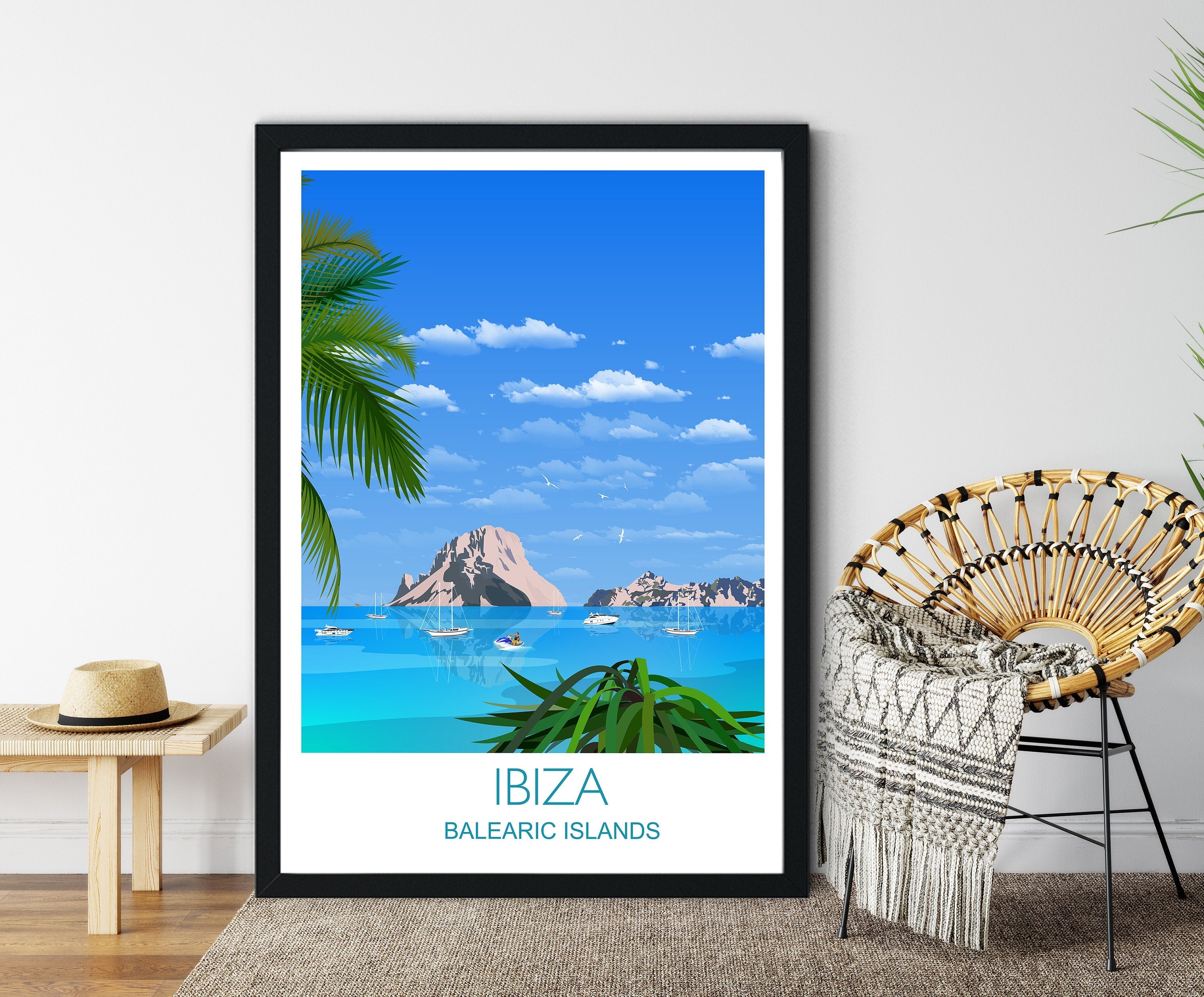 Ibiza Travel Print, Travel Poster of Ibiza, Balearic Islands, Travel Poster, Ibiza Print NQ Media Designs