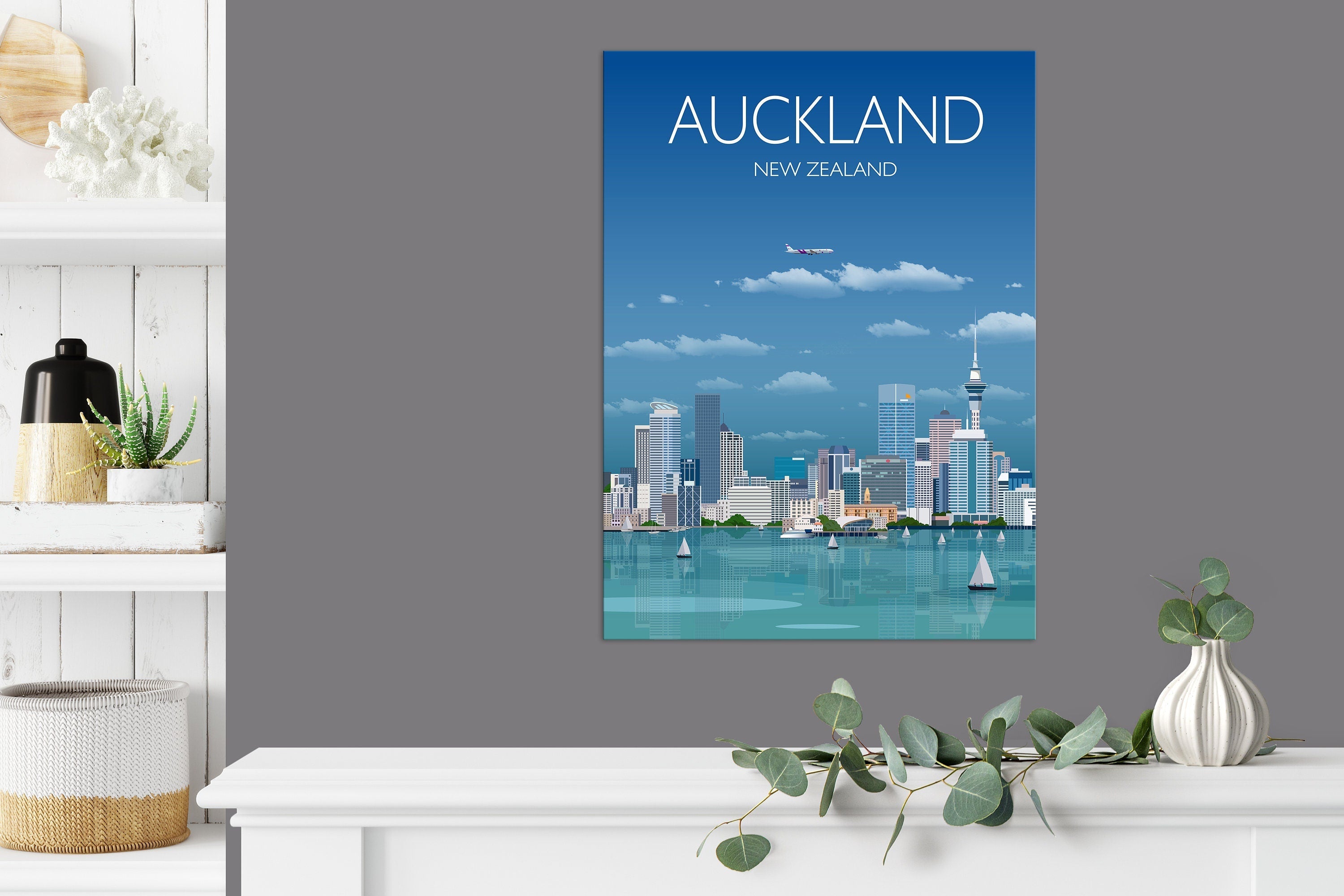 Auckland Travel Poster, Travel Print of Auckland, New Zealand NQ Media Designs