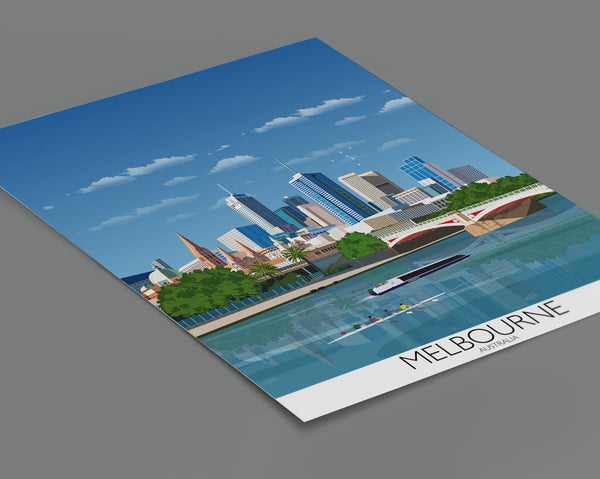 Melbourne Travel Poster, Travel Print of Melbourne, City of Melbourne, Victoria, Australia