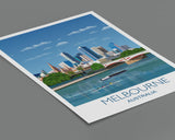 Melbourne Travel Print, Travel Poster of Melbourne, City of Melbourne, Victoria, Australia NQ Media Designs