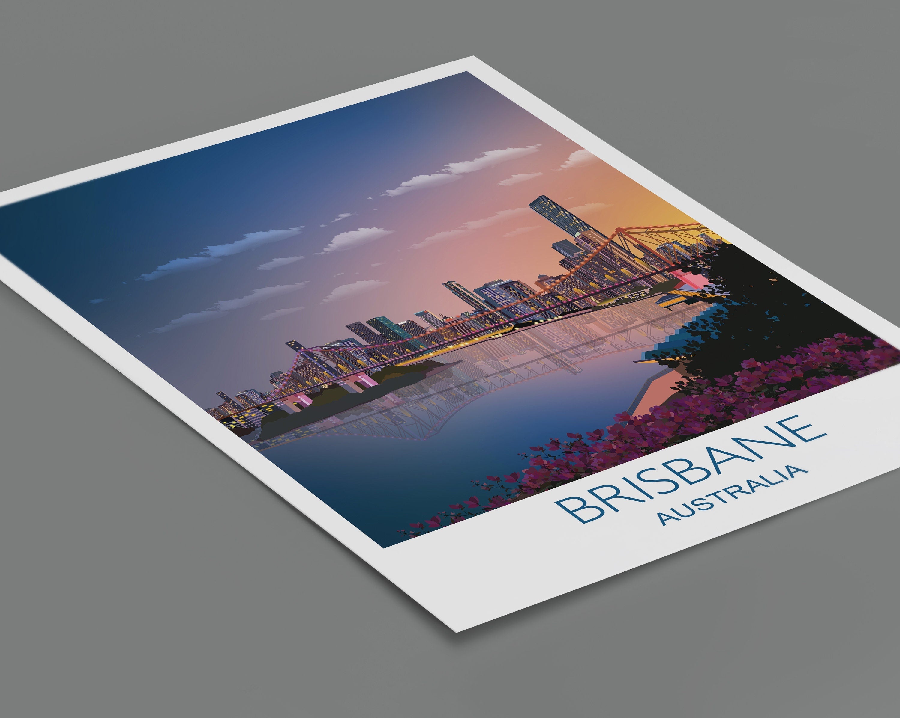 Brisbane Travel Print, Travel Poster of Brisbane, City of Brisbane,Queensland, Australia NQ Media Designs