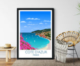 Cote D'Azur Travel Poster, Travel Print of Cote D'Azur, Cote D'Azur, French Riviera, France NQ Media Designs