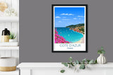 Cote D'Azur Travel Poster, Travel Print of Cote D'Azur, Cote D'Azur, French Riviera, France NQ Media Designs