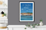 St Tropez Travel Poster, Travel Print of St Tropez, Cote D'Azur, France, French Riviera NQ Media Designs
