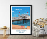 Brighton Travel Poster , Travel Print of Brighton, Brighton, England, UK,Brighton Pier NQ Media Designs