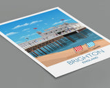 Brighton Travel Poster , Travel Print of Brighton, Brighton, England, UK,Brighton Pier NQ Media Designs