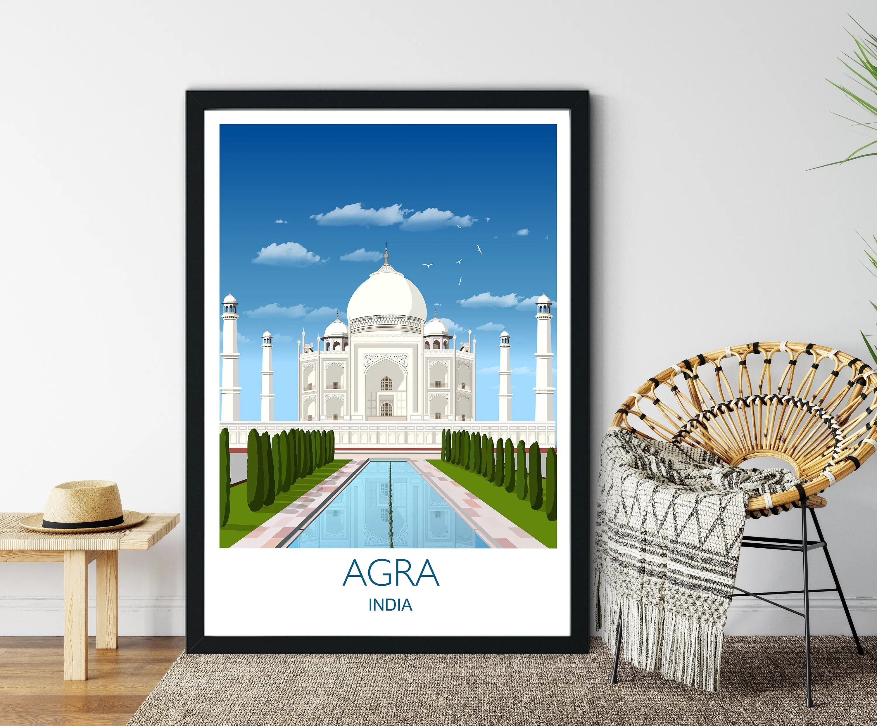 Taj Mahal Travel Print, Taj Mahal Poster, Agra, India NQ Media Designs