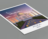 Taj Mahal Travel Poster at sunset, Agra, India NQ Media Designs
