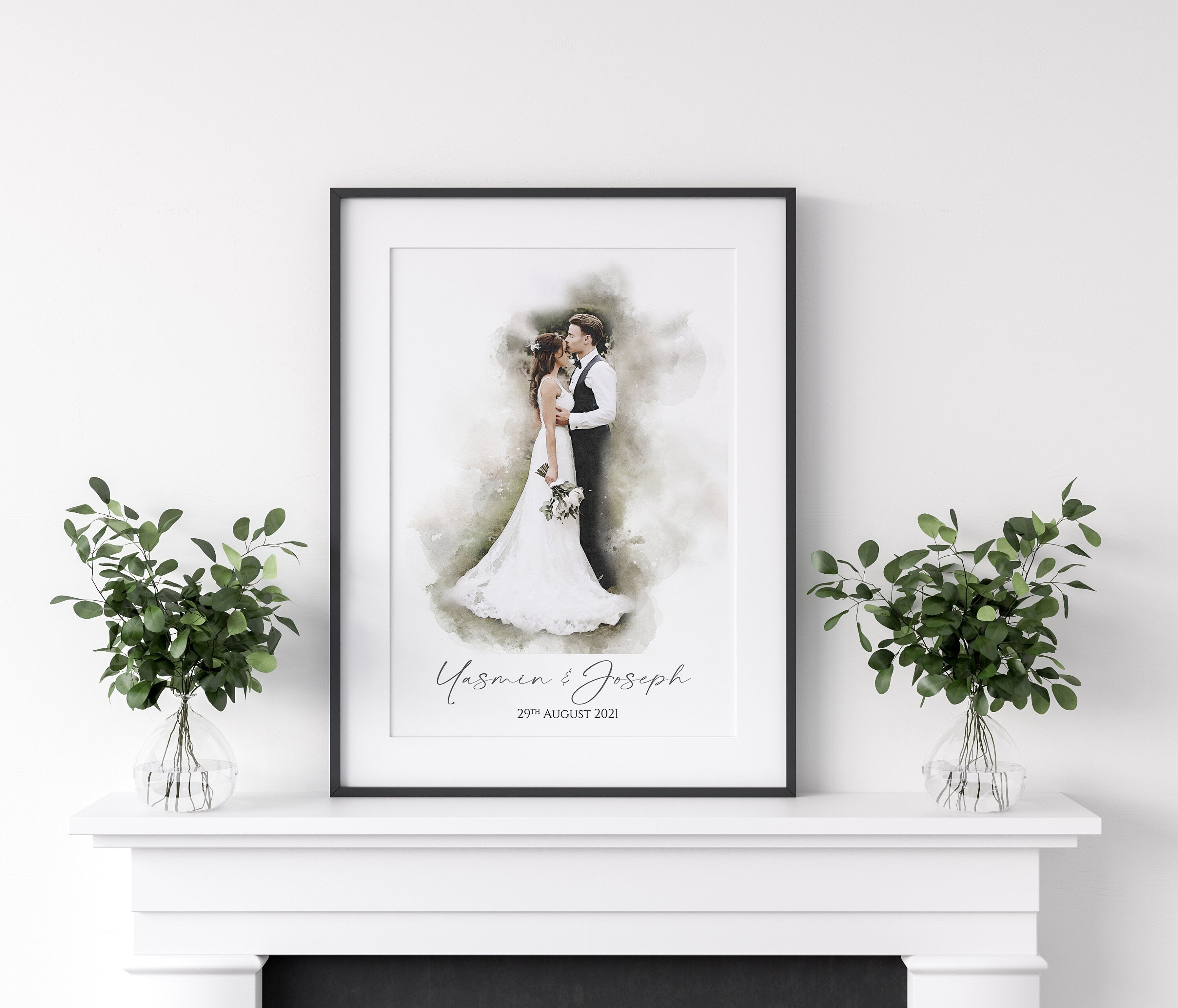 Personalised Wedding Watercolour Portrait, Custom Wedding Anniversary Gift, Wedding Portrait, Watercolour Painting From Photo, Water colour NQ Media Designs