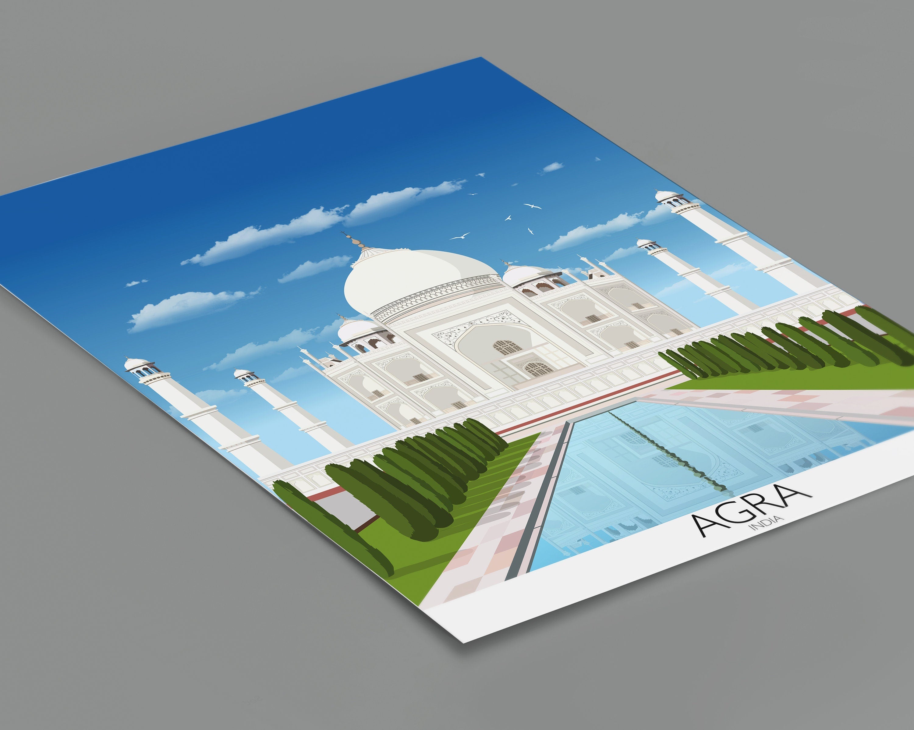 Agra Travel Print, Agra Poster, Taj Mahal, India, Taj Mahal Travel Poster, NQ Media Designs