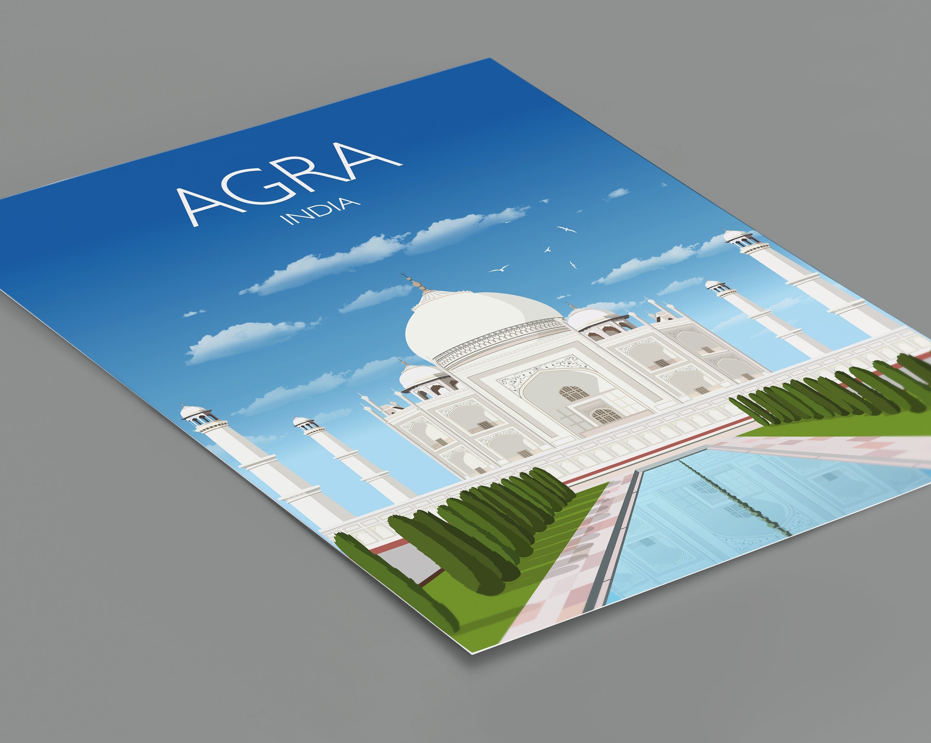 Agra Travel Print, Agra Poster, Taj Mahal, India, Taj Mahal Travel Poster, NQ Media Designs