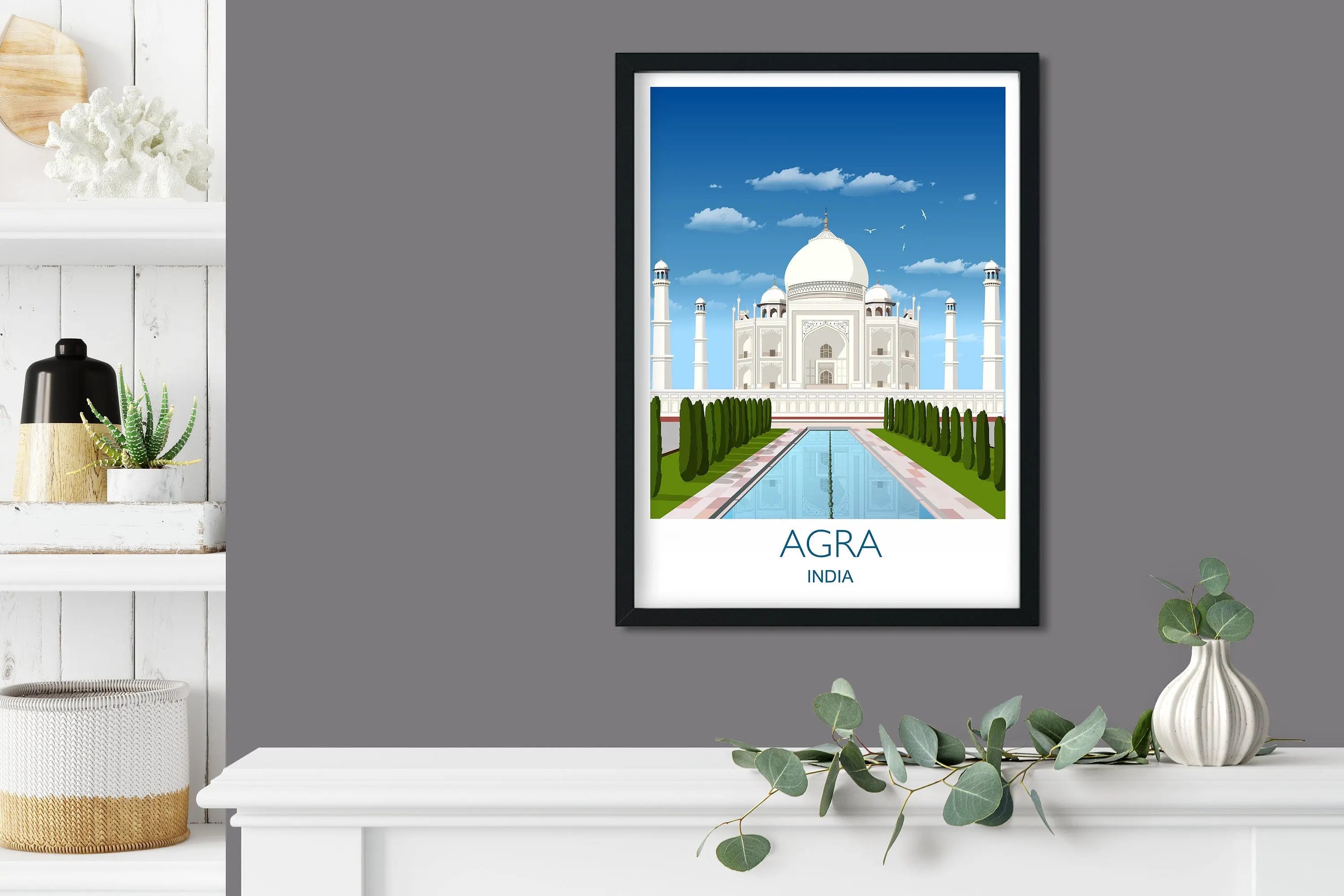 Taj Mahal Travel Print, Taj Mahal Poster, Agra, India NQ Media Designs