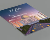 Agra Travel Print at sunset, Agra Poster, Taj Mahal, India NQ Media Designs