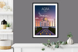 Agra Travel Print at sunset, Agra Poster, Taj Mahal, India NQ Media Designs