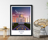 Taj Mahal Travel Poster at sunset, Agra, India