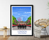Queen Elizabeth II Memorial Travel Poster of London , Buckingham Palace, City of London, UK, Limited Edition Print NQ Media Designs