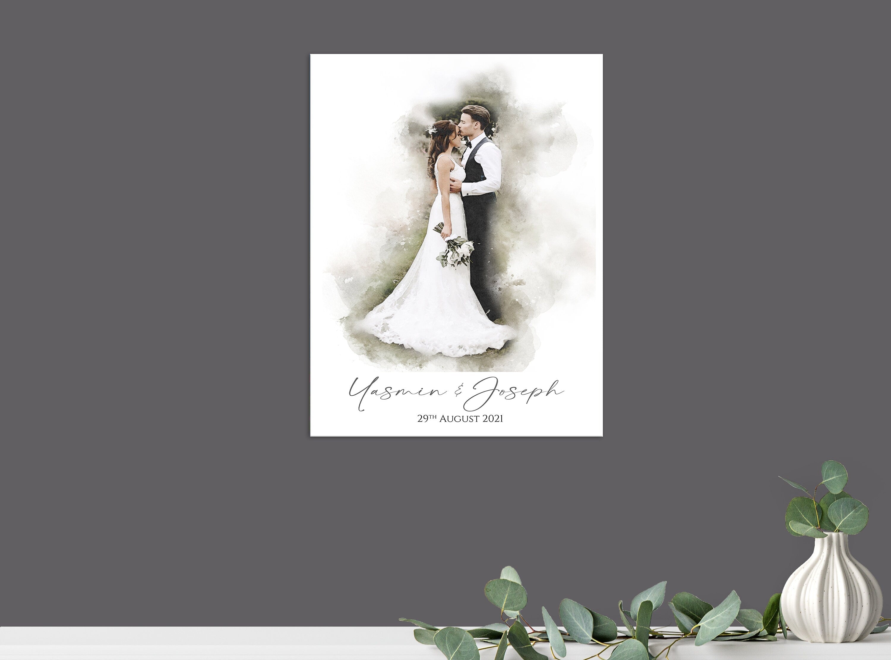 Personalised Wedding Watercolour Portrait, Custom Wedding Anniversary Gift, Wedding Portrait, Watercolour Painting From Photo, Water colour NQ Media Designs