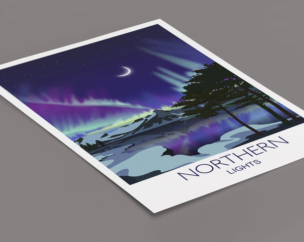 Northern Lights Travel Poster, Aurora Borealis Travel Print