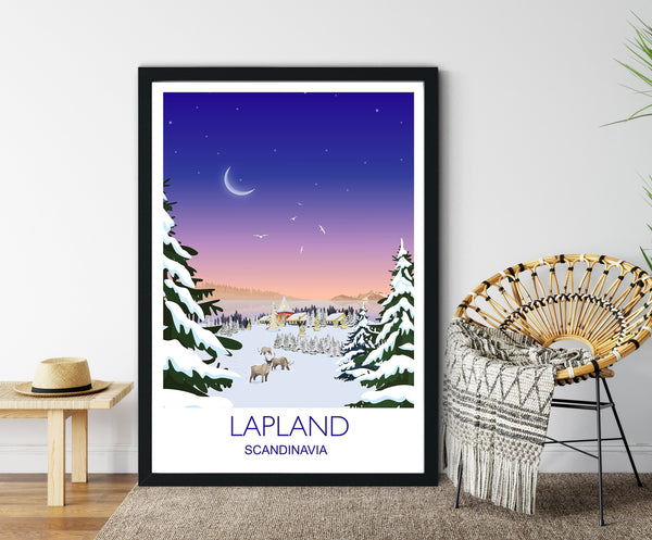 Lapland Travel Poster, Lapland Travel Print
