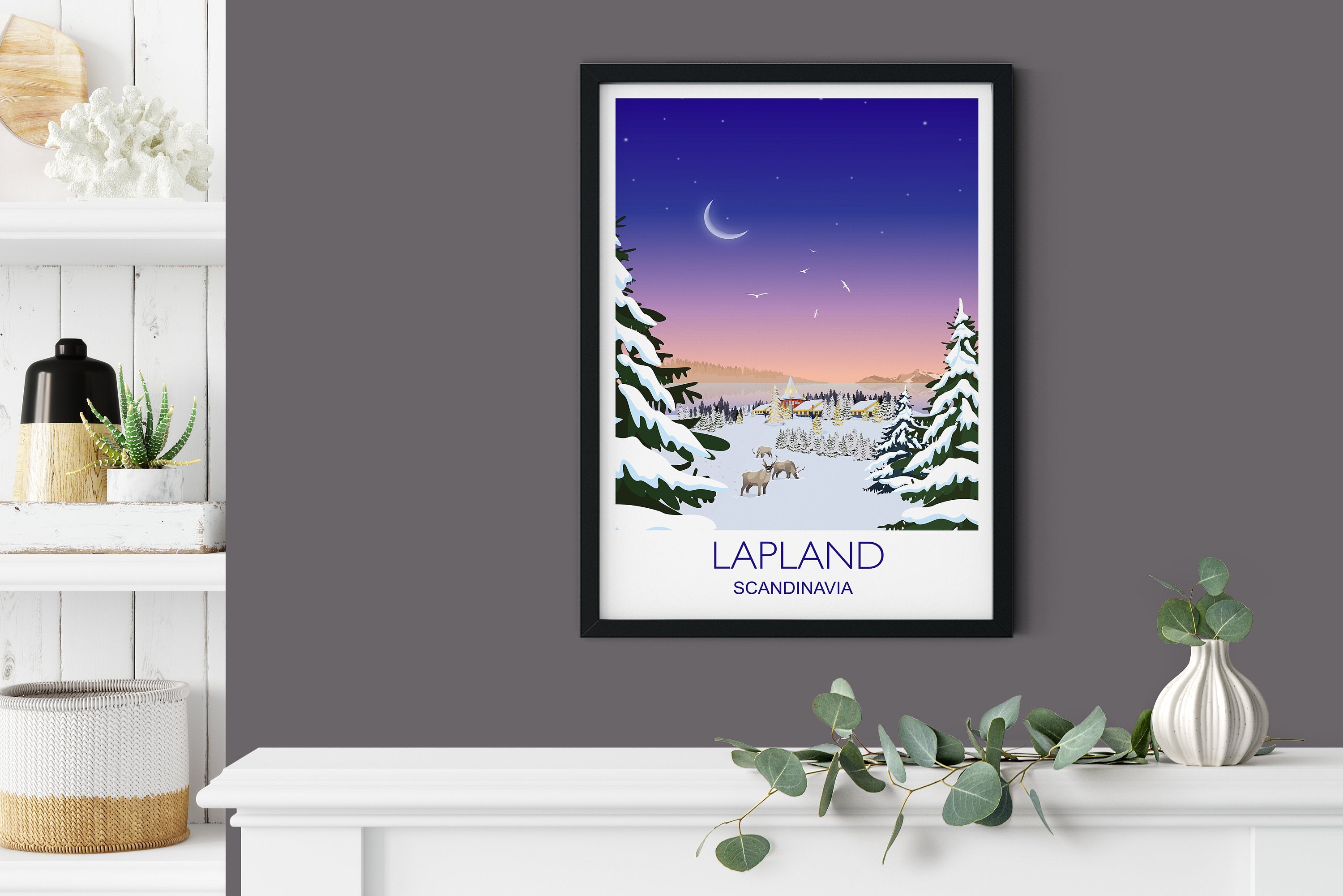 Lapland Travel Poster, Lapland Travel Print NQ Media Designs