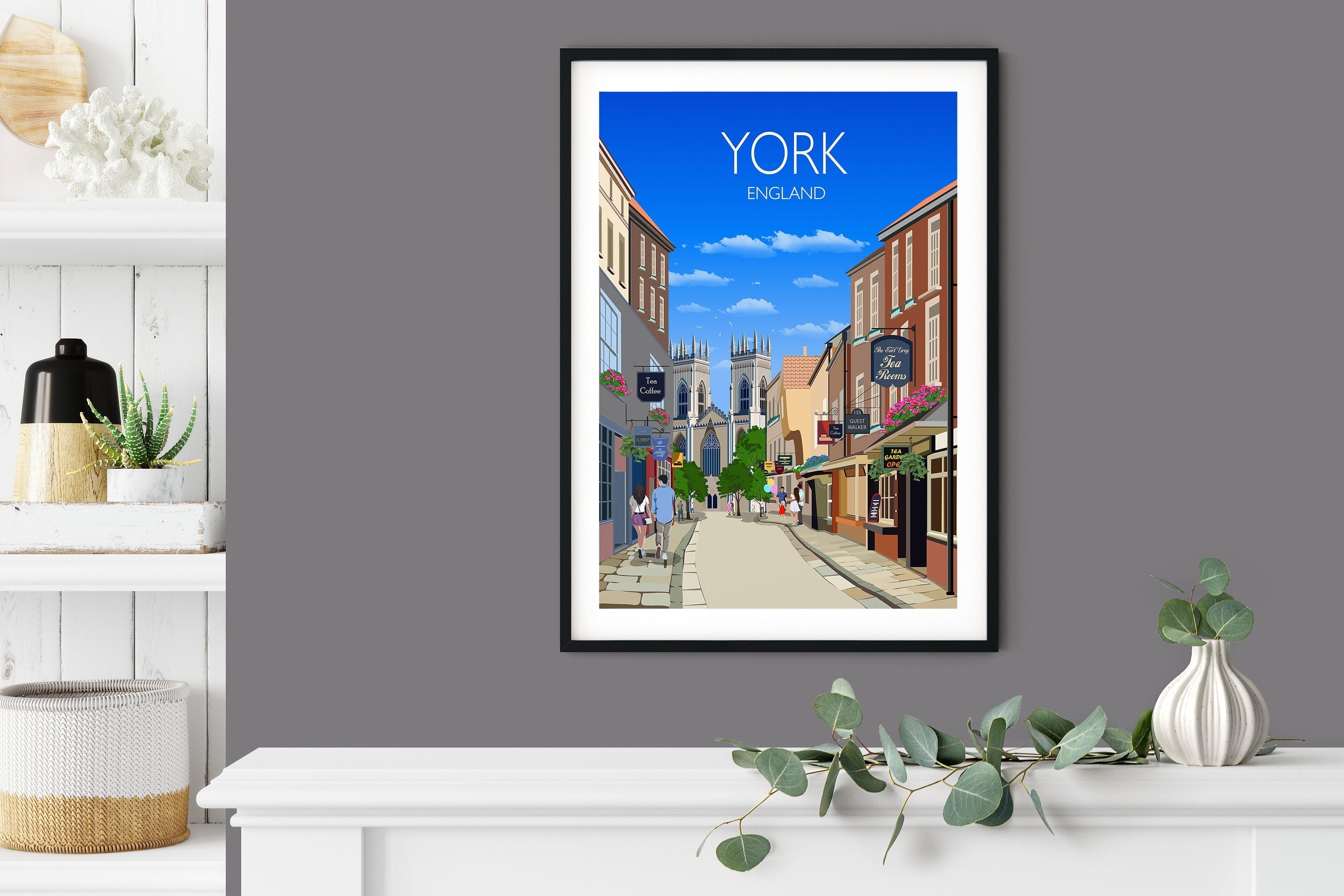 York Travel Print, York Poster, York, England, UK Travel Poster NQ Media Designs
