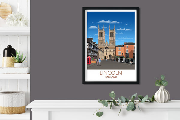 Lincoln Travel Poster, Travel Print of Lincoln, Lincoln, England, UK