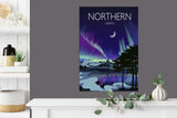 Northern Lights Travel Poster, Aurora Borealis Travel Print NQ Media Designs