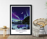 Northern Lights Travel Poster, Aurora Borealis Travel Print NQ Media Designs