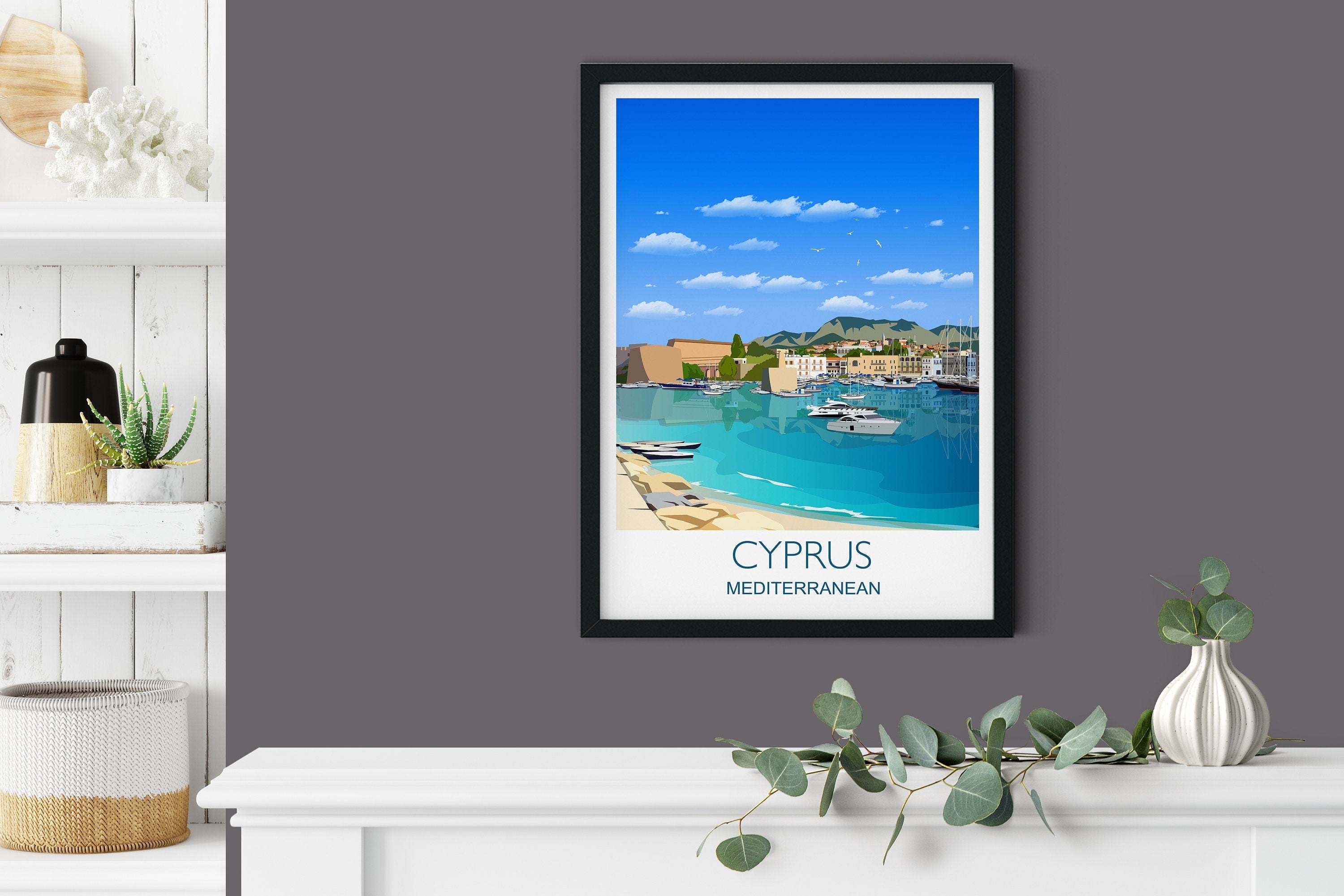 Cyprus Travel Print, Travel Poster of Cyprus, Cyprus, Mediterranean NQ Media Designs