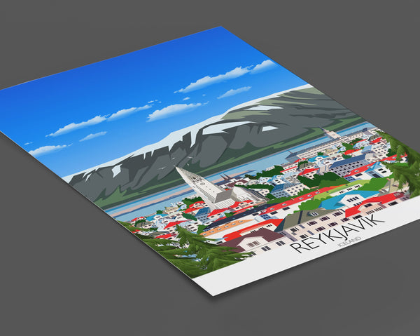 Reykjavik Travel Poster, Reykjavik Travel Print, Iceland