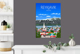 Reykjavik Travel Poster, Reykjavik Travel Print, Iceland NQ Media Designs
