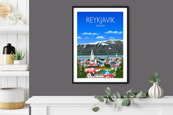 Reykjavik Travel Poster, Reykjavik Travel Print, Iceland