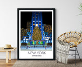 New York at Christmas Travel Poster, Travel Print of New York at Christmas, City of New York, USA NQ Media Designs