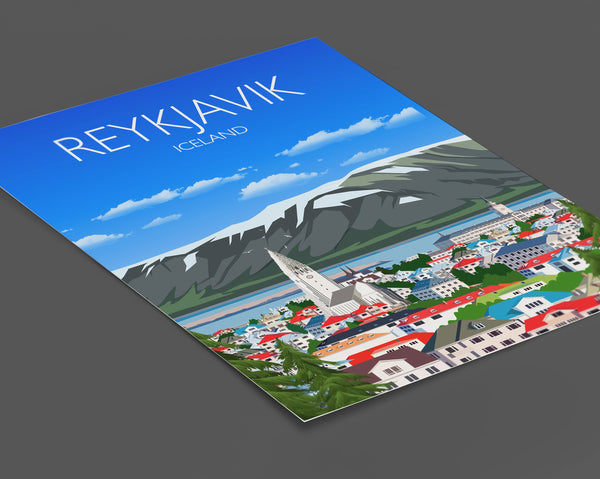 Reykjavik Travel Poster, Reykjavik Travel Print, Iceland